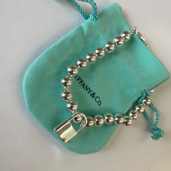Tiffany & Co. Silver Bead Bracelet with Padlock